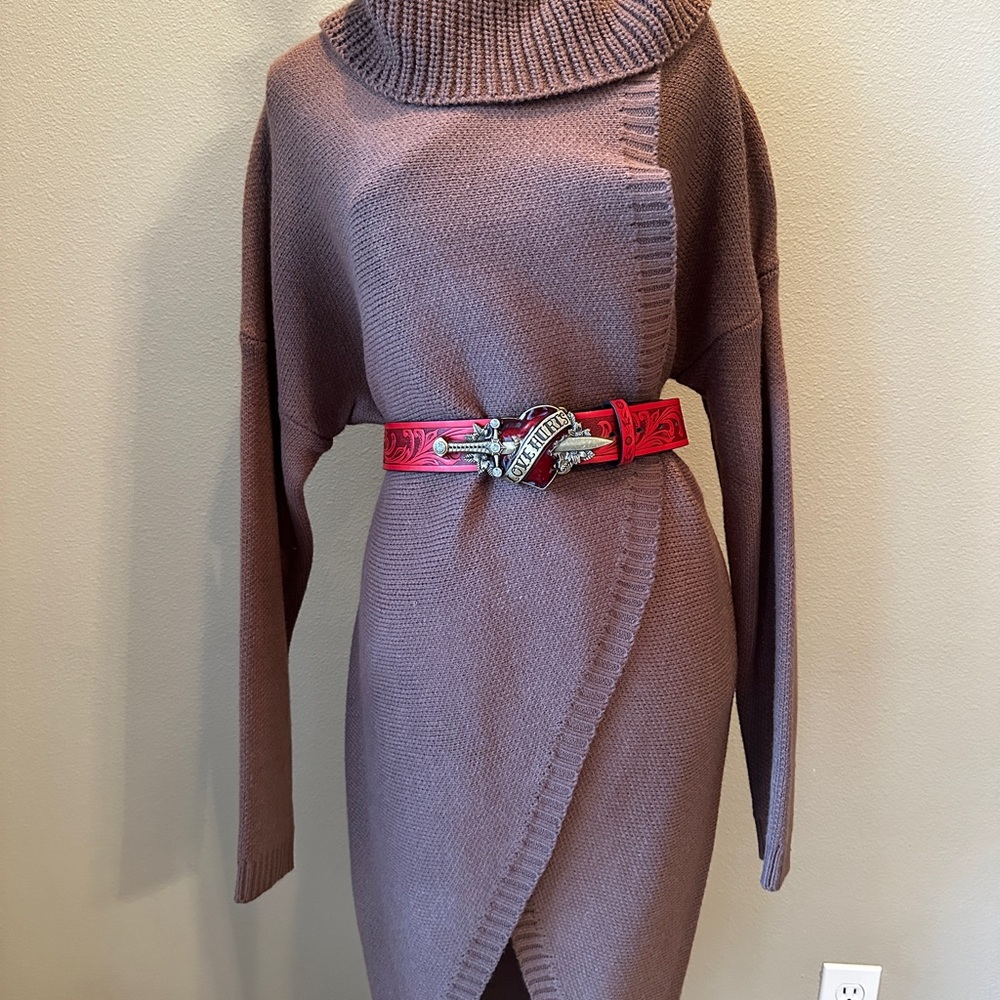 Hers & Mine long, oversized, wrap style sweater- size large (also fits med- XL)
